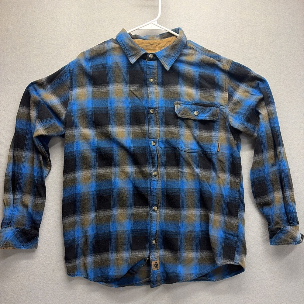 Legendary Whitetails Button Down Buck Camp Mens Large Blue Plaid Flannel